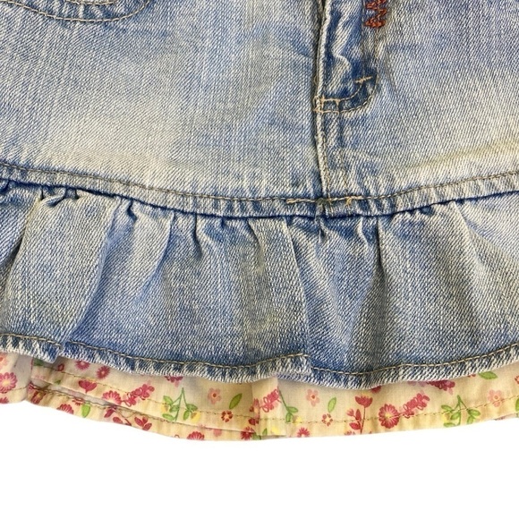 Levi's Ruffled Floral Denim Skirt w Built-in Shorts Toddler Girl's 2T - Picture 7 of 16